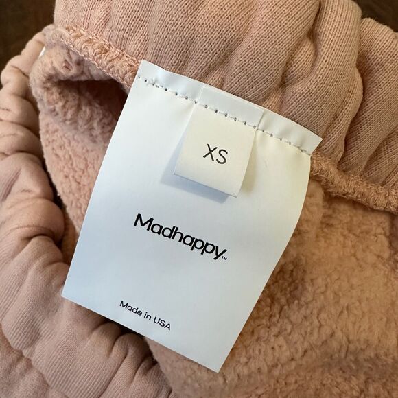 NWOT MADHAPPY Classic Straight Leg Fleece Sweatpants in Peach/Cream - Picture 9 of 13